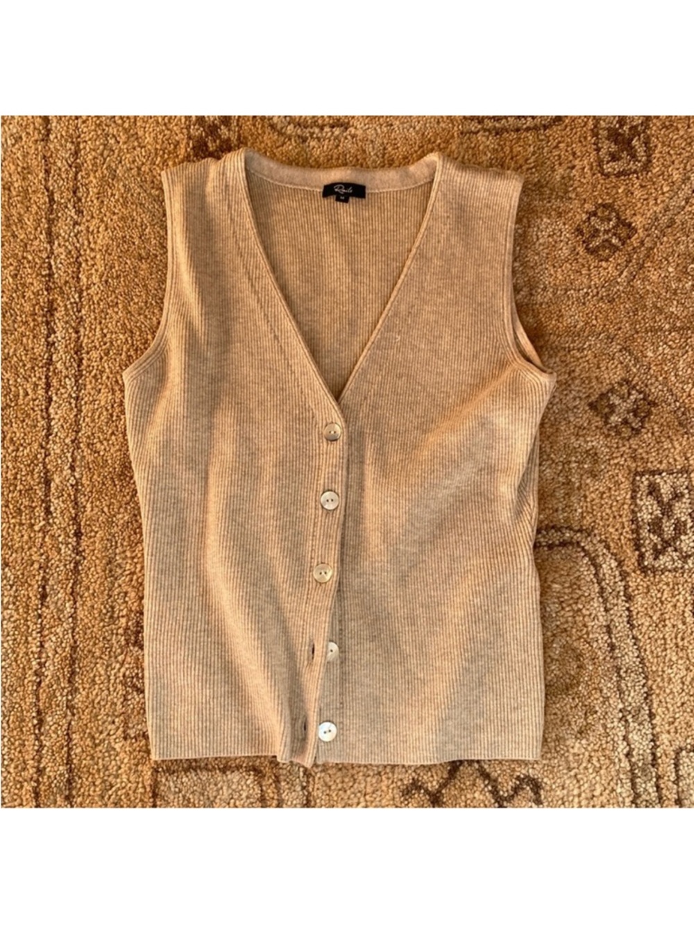 NEW Rails Ribbed Knit V Neck Rosa Vest in Oatmeal - Picture 2 of 6